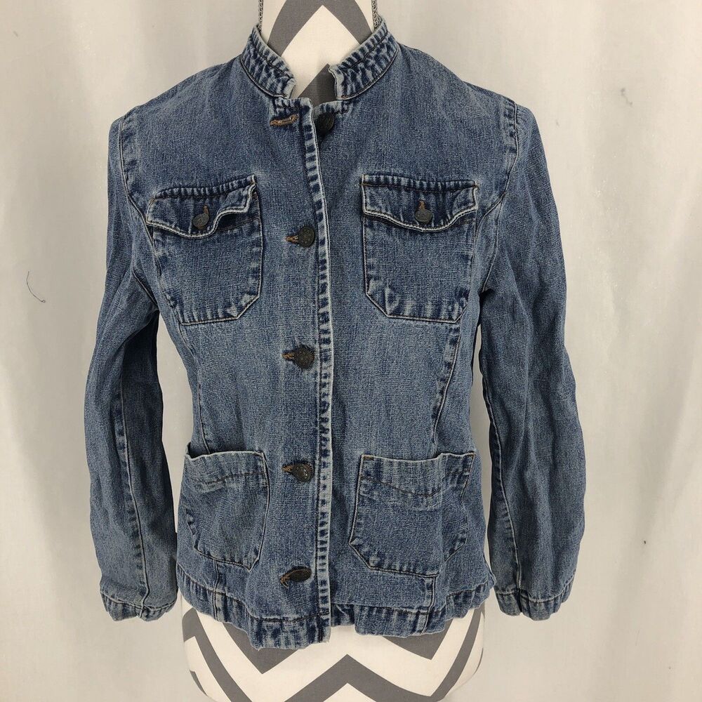 SONOMA Life + Style Blue Denim Button Front Trucker Jean Jacket Small